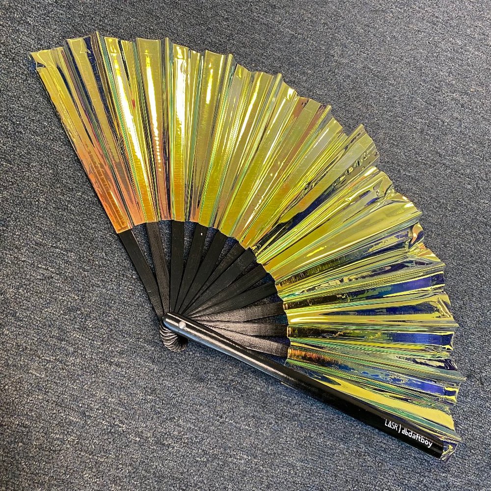 PRE-LOVED LASR - Warrior Iridescent Fluid Rave Fan- MISC011